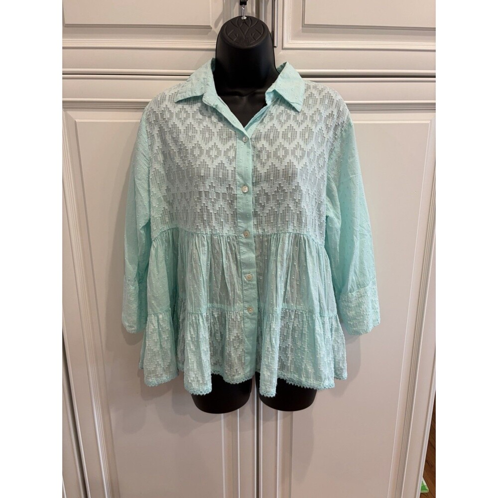 Antica Sartoria By Giacomo Cinque Blouse Size Medium Ruffle Swing Top Boho